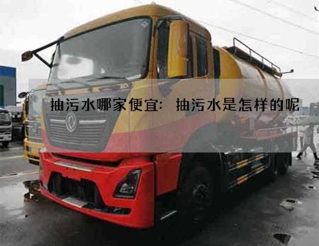 抽污水哪家便宜:抽污水是怎样的呢